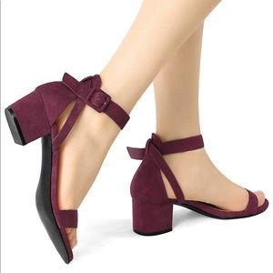 Allegra K Women's Ankle Strap Low Block Heel